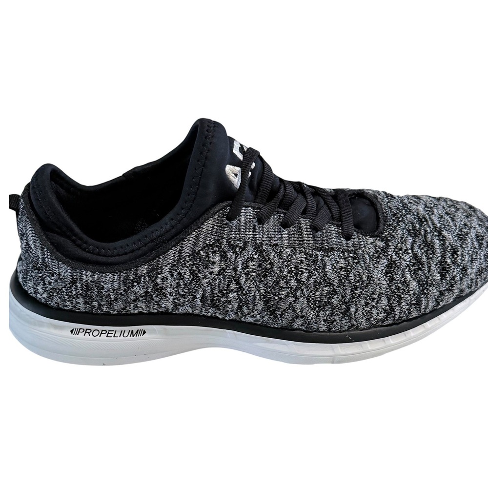 APL TechLoom Phantom Women 8.5 Running Shoes Black White Heathered Knit Sneakers - Picture 4 of 8